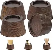 FASONLA Bed Risers (Set of 4) - Oak Solid Wooden Furniture Risers with Non-Slip Recessed Hole (Monolithic Wood, 4pcs-2" Hight-Walnut Color)