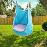 AwObEpl Kids Pod Swing Chair with Inflatable Cushion Portable Kids Pod Swing Seat Holds Up to 120 KG Hanging Hammock Chair for Kids Indoor and Outdoor (Blue)