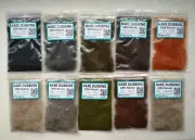 100% HARE DUBBING SET 10 colors fly tying nymph wet flies hare ear by wild hares