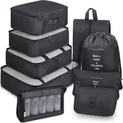 Packing Cubes, 9 Set Packing Cubes with Shoe Bag & Electronics Bag - Luggage Organizers Suitcase Travel Accessories