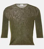 [Saint Laurent] Saint Laurent Cassandre knitted top UK 8 green