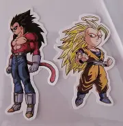 (Lot Of 2) DRAGONBALL 3"-3.5" Vegeta & Chibi Super Saiyan Waterproof Stickers
