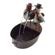 Alpine Corporation 20 in. Tall Outdoor Metal Crow Water Fountain Yard Art Decor