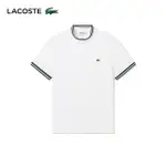 【LACOSTE】男裝-撞色裝飾滾邊短袖POLO衫(白色)