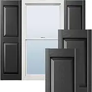 Ekena Millwork Lifetime Vinyl LP2S14X04300BL Standard Two Equal Panel Vinyls, Raised Panel Vinyl Shutters, w/Installation Shutter-Lok's & Matching Screws (Per Pair), 14 3/4" W x 43" H, Black
