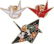 [Beavorty] 3pcs Brooch Pin Enamel Lapel Pin Fashionable Paper Aesthetic Bird Pride Pin Brooches Origami Accessories Pins Crane Badge Cartoon Cute Funny Decoration Alloy Brooch Black