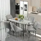 Set of 2 Dining Chairs Widen Contoured Backrest Upholstered Seat Kitchen Canteen