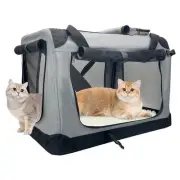 Large Cat Carrier for 2 Cats, 24"x17"x17" Soft Dog Crate Collapsible Portable...