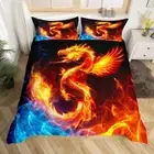 Dragon Duvet Cover Double Size Ice Fire Dragon Bedding Set Wild Animal