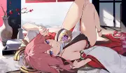 Anime girls yae miko genshin impact artwork houkiboshi Playmat Gaming Mat Desk