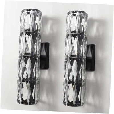 Crystal Wall Sconce Set of Two,Indoor Modern Sconces Wall Lighting,Black Wall