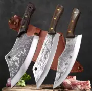 Forged Meat Cleaver Kitchen Butcher Knife Bone Chopping Chef Knife Wood...