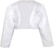 [iEFiEL] Kids Girls Long Sleeve Lace Flower Bolero Shrug Cardigan Dress Cover up Ivory 110