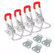 4PCS Latch Catch Cabinet Boxes Handle Toggle Lock Clamp Hasp Silver