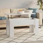 Wooden Coffee Table High Gloss White Side Sofa Lounge Rectangle 101cm Wood