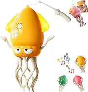 Electric Auto-Avoid Crawling Octopus Tummy Time Toy with LED Music, Crazy 8-Leg Magic Auto Dancing Octopus Sensor Toy, Smart-Tentacle Self-Navigating Robotic Pet Toys for Indoor Cat Dog(Yellow)