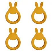4x Urban Mustard Bunny 11cm Silicone Teether Ring Baby/Infant Round Teething Toy