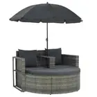 2-Person Outdoor Daybed with Umbrella Garden Patio Sun Lounge Bed Lounger Sofa