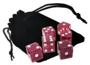 Set (6) 16mm Transparent Purple Glitter Dice Squared Corners + Storage Pouch