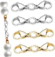 Gogogmee 4 Pcs Double Lobster Claw Clasps Durable Necklace Shortener Bracelet Clasps Double Opening Jewelry Fasteners for Easy Connection and Crafting