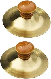 INOOMP 2pcs Percussion Instrument Small Hand Cymbals Instruments Musical Drums for Low Volume Cymbal Small Cymbals Metal Golden