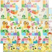 Bopeep Kids Play Mat Baby Crawling Double-Sided Safe Foam Pad Floor Foldable XPE Foam Non-Slip Star Non Allergenic | Waterproof & Reversible, Free Carry Bag, 180CMx200CMx1CM (Bear)