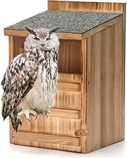 Owl House Wooden Building Kit for Adults Prebuilt Owl Box for Outside Premium Wooden Bird House Kit with Owl Box Cedar Shavings&Screws Included Owl Nesting Box,Barn Owl,Screech Owl Houses