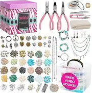 Modda Deluxe Jewellery Making Kit - Crafts for Adults, Teens, Girls, Beginners, Women - Includes Instructions, Beads, Charms, Findings, Pliers, Beading Wire, Storage for Necklace, Bracelet, Earrings