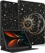 Uppuppy for Samsung Galaxy Tab A8 Case 10.5 Inch Kids Cute Cool Folio Women Girls Teen Boys Sun Moon Black Design Fashion Tablet Cover for Samsung A8 Tab Cases SM-X200/X205/X207