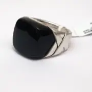 New DAVID YURMAN Men's 20.9x18.5mm Mummy Wrap Ring Silver Black Onyx Size 10