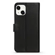 For iPhone 14 Case Fashion Cowhide Genuine Leather Wallet Cover Black