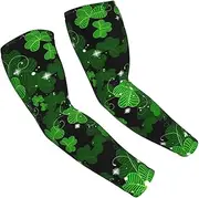 [FSCEV] St Patricks Day Leaves Sun Protection Arm Sleeves Outdoor Essentials Cooling Compression Golf Hiking Cycling