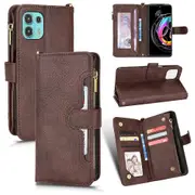 For Motorola Edge 20 Lite / Edge 20 Fusion Litchi Texture Zipper Leather Phone Case Brown