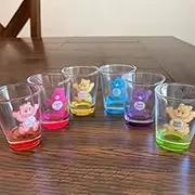LASOUK 6pcs Swear Bears Shot Glasses Mini Glass Set, Care Bears, Insulated for Cocktail, Whiskey, Travel, Bar