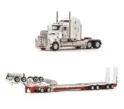 1:50 Scale Kenworth T909 / Drake 4×8 Swingwing Trailer and Dolly – White and Red
