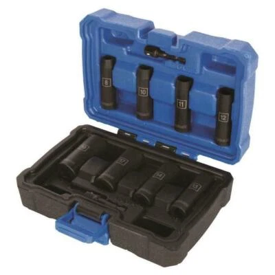 Kobalt New 3/8 Drive Metric 10 Piece Deep Well Impact Socket-Adapter Set 864581