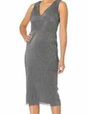$300 Adrianna Papell Women's Black Chain Mail Knit Cocktail Sheath Dress Size 4