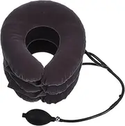 LAPYAPPE Neck Stretcher With Brace: Cervical Traction Neck Device Relief Tool Adjustable Inflatable Cervical Brace For Office Home Travel Airplane Grey