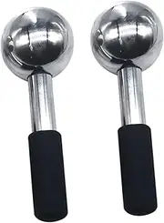 2pcs Ice Hockey Facial Ice Roller Cheeks Roller Cooling Ice Globe Cold Skin Massagers Ice Roller for Face and Eye Cryo Roller Face Ice Globe Silver Stainless Steel