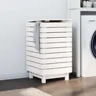 Laundry Basket Washing Clothes Storage Solid Pine Wood Hamper Organiser With Lid