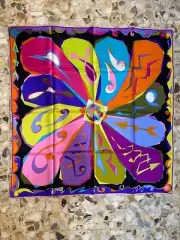 Vtg 1960's ICONIC ZODIAC GEOMETRIC EMILIO PUCCI SILK TWILL SCARF WITH FOULARD