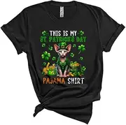 [Generic] This is My St. Patrick's Day Pajama Shirt, Cute Sphynx Kitten Leprechaun, Pot of Gold Shamrock Unisex T-Shirt