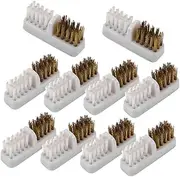 Baluue 10pcs Nail Drill Bit Brush Set Dual Head Steel Wire Cleaning Brush for Nail Art Manicure Dust Remover