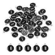 Alphabet I Enamel Letter Charm Enamel Initial Charm Black 50 Pcs