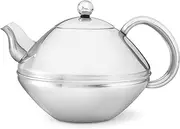 bredemeijer Ceylon Double Walled Teapot, 1.4-Liter, Stainless Steel Glossy Finish with Chromium Accents