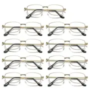 9 Pair Mens Square Metal Frame Golden Reading Glasses Classic Readers Eyeglasses