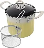 ZUNOXAZ 1 Set Japanese Style Tempura Fryer Pot Multifunctional Cast Iron Deep Fryer with Lid Drainer Basket for Induction Cooker Gas Stove for Frying Tempura Seafood and More