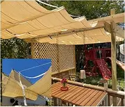 Awning Retractable Wave Shade Sail Telescoping Canopy Pergola Cover Sun Protection UV Protection Roof Awning Outdoor Garden Patio Backyard Decor Top Cover Installation Kit Included 10m x 2.5m (32.81ft
