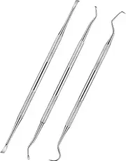 Unikstone 3 Pieces Dog Dental Tooth Scaler and Scraper Stainless Double Headed Tarter Remover Scraper Pet Teeth Cleaning Tools for Dog and Cat(Silver)