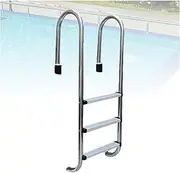 Pool Ladder,Preventing Slips Heavy Duty Steps,2/3-Step Double Handrails Stairs,for Swim Gym and in Groundc,Bearing Weight 250kg(3 Steps)